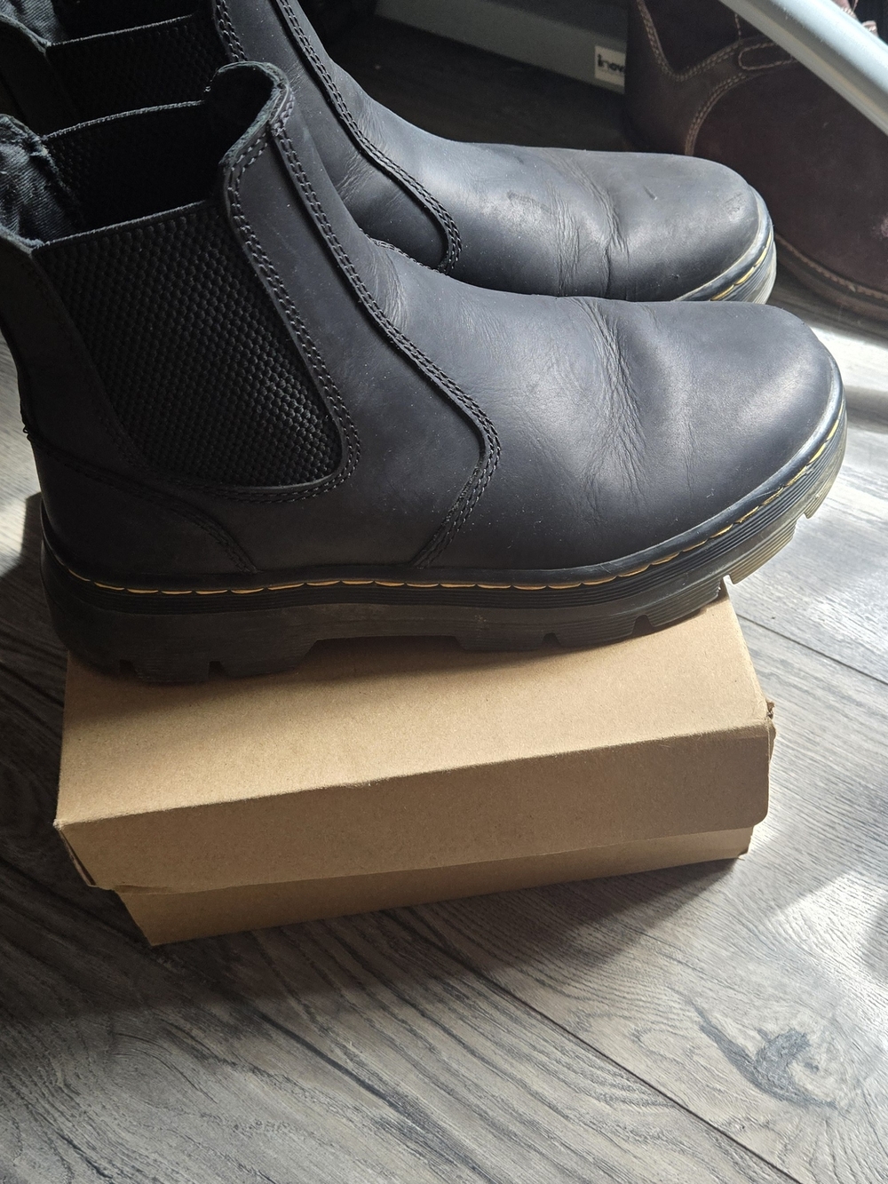 Dr. Martens Black Embury Chelsea Lug Boots with Yellow Stitching - Picture 4 of 7